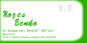 mozes benko business card